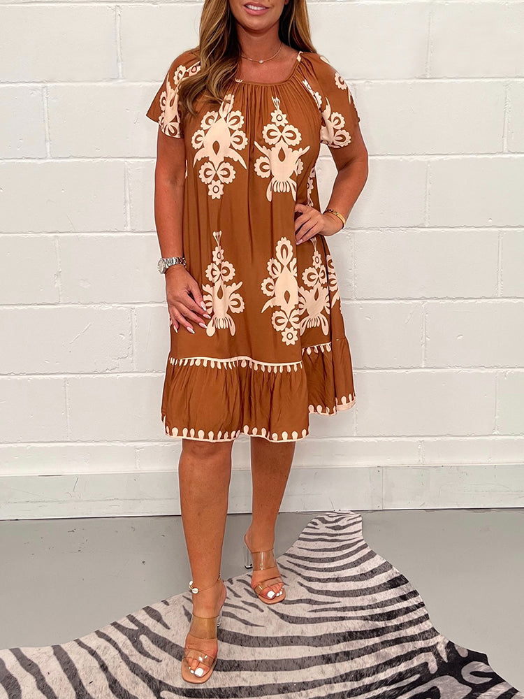 💐2025 Novelty 💟 Geometrisches Kleid mit quadratischem Ausschnitt 💃