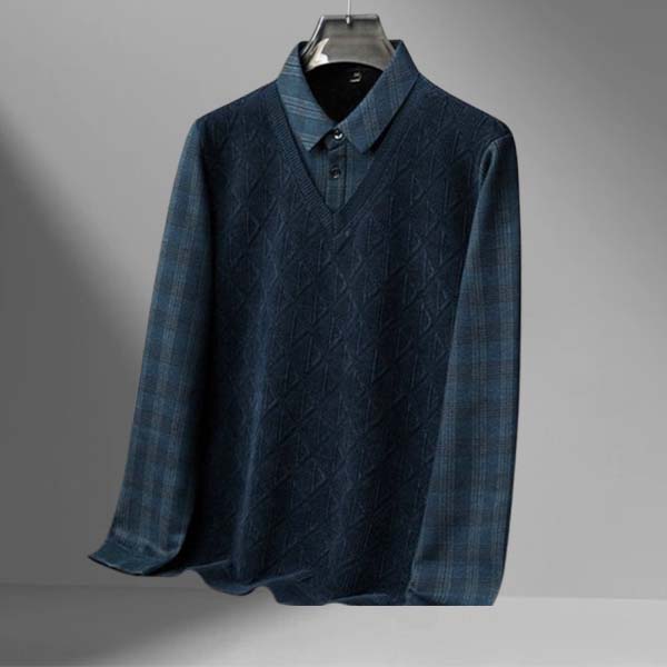 🔥Kauf 2 kostenloser Versand🔥Zweiteiliger Herren-Strickpullover mit falschem Revers