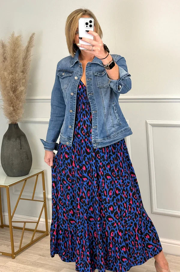 Leopardenkleid mit geraffter Taille