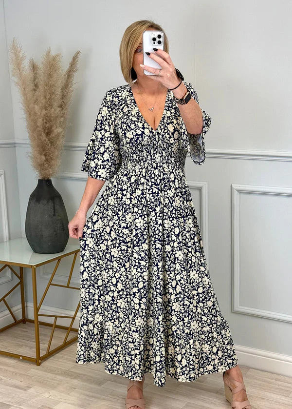 Leopardenkleid mit geraffter Taille