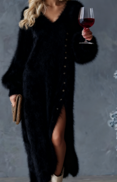 Elegantes Strickkleid mit Seitenschlitz für Damen