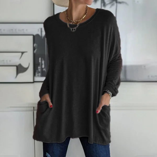 👚49% Rabatt ✨Neues langärmeliges Baumwoll-T-Shirt mit lässiger Tasche