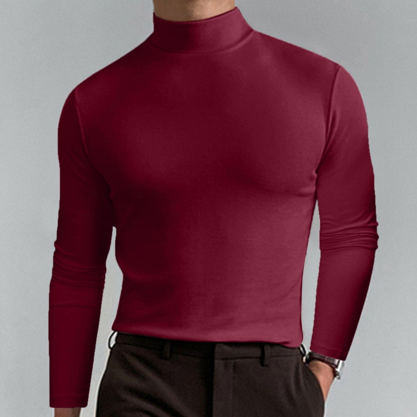 🔥50% Rabatt🔥Slim Fit Langarm-T-Shirt für Herren mit Stehkragen