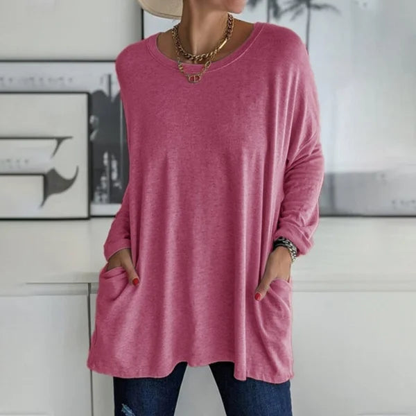 👚49% Rabatt ✨Neues langärmeliges Baumwoll-T-Shirt mit lässiger Tasche