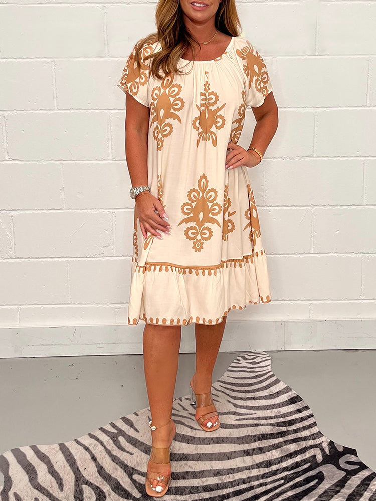 💐2025 Novelty 💟 Geometrisches Kleid mit quadratischem Ausschnitt 💃