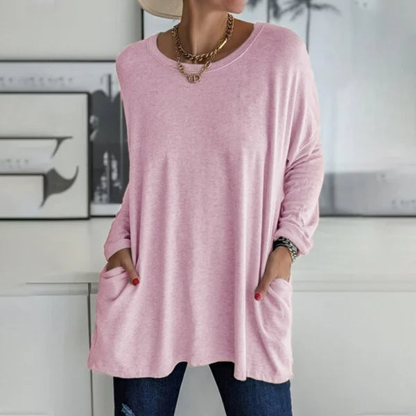 👚49% Rabatt ✨Neues langärmeliges Baumwoll-T-Shirt mit lässiger Tasche