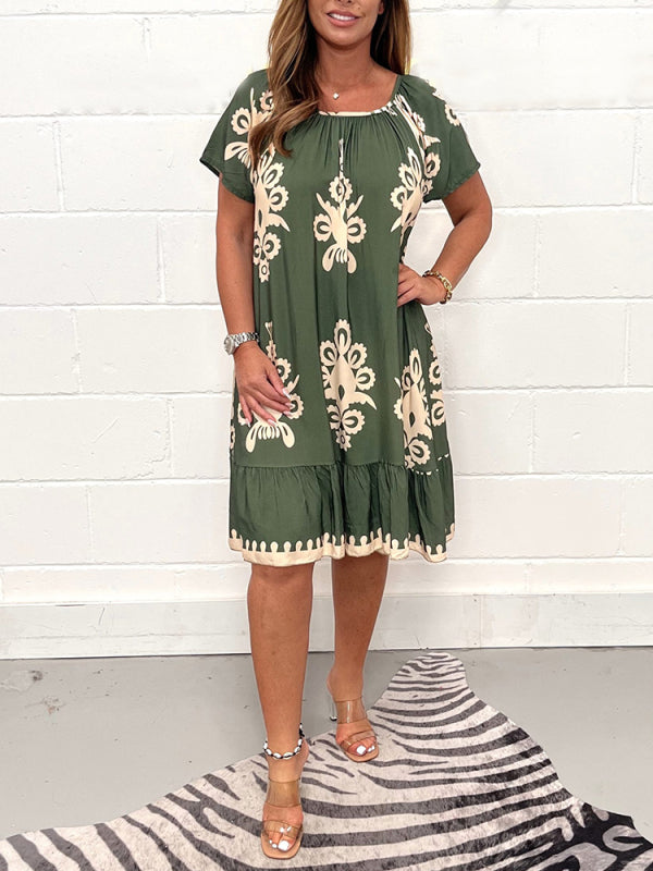 💐2025 Novelty 💟 Geometrisches Kleid mit quadratischem Ausschnitt 💃
