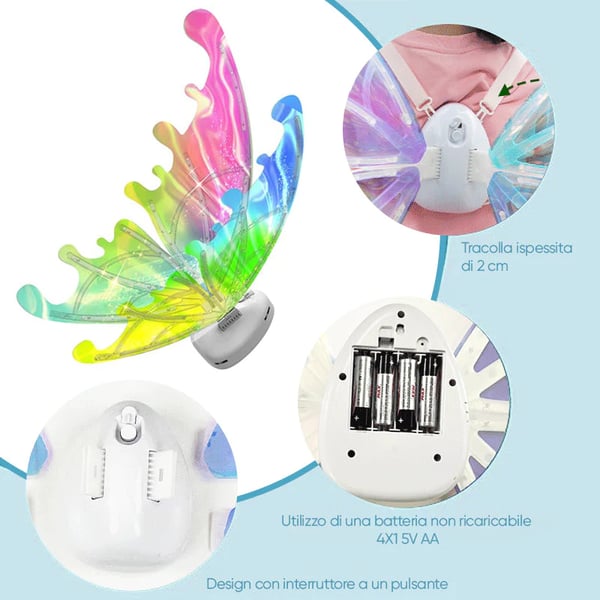 Bestes Geschenk - Wiederaufladbare elektrische Feenflügel mit LED-Leuchten und Musik