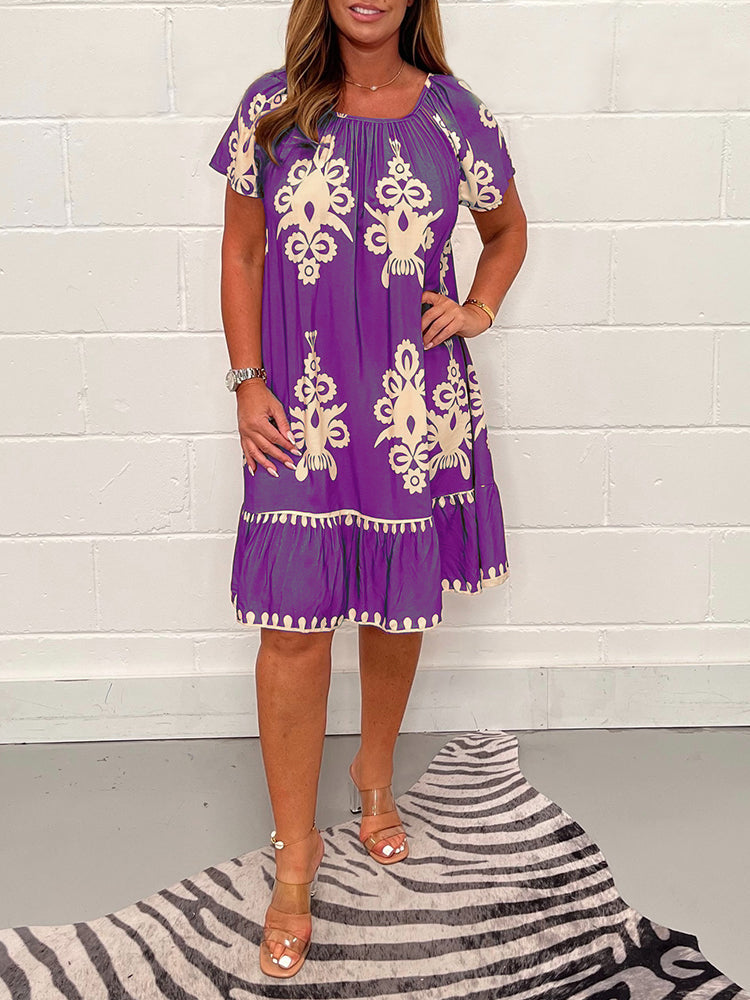 💐2025 Novelty 💟 Geometrisches Kleid mit quadratischem Ausschnitt 💃