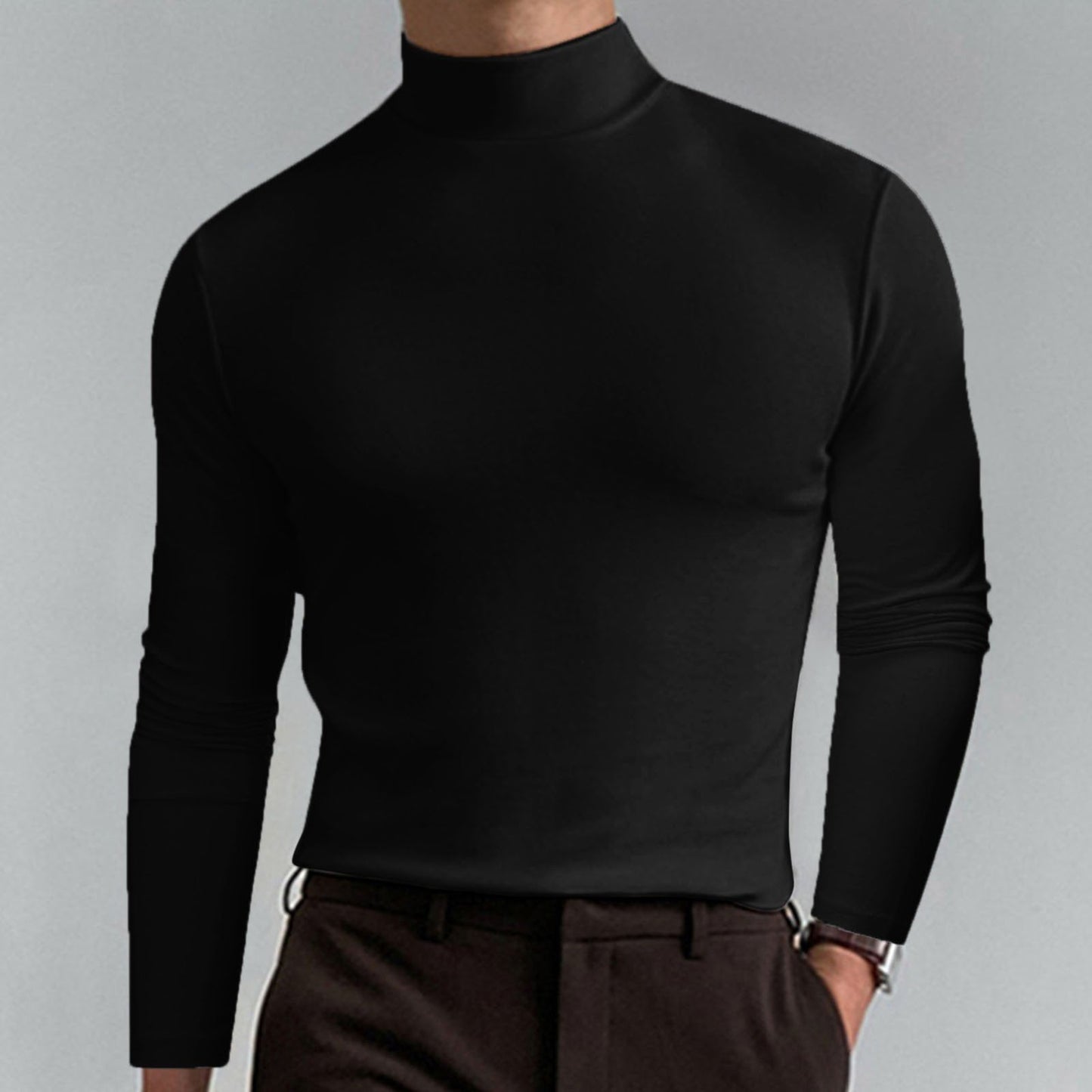 🔥50% Rabatt🔥Slim Fit Langarm-T-Shirt für Herren mit Stehkragen