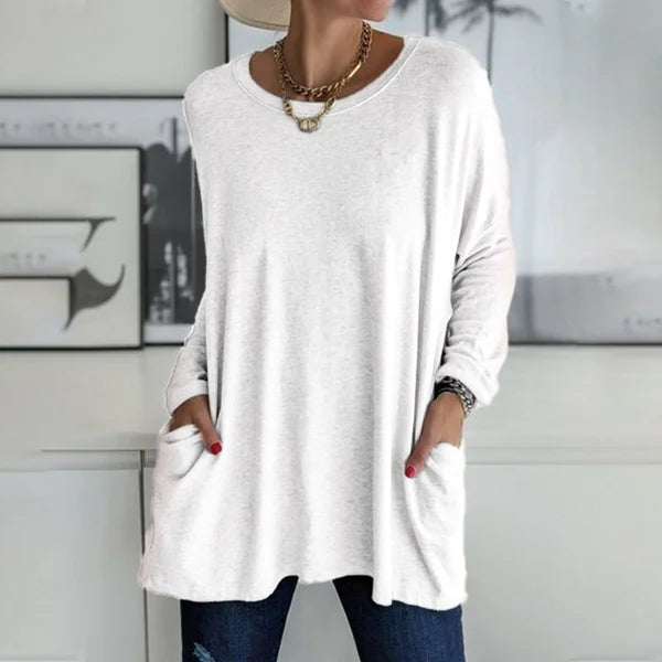 👚49% Rabatt ✨Neues langärmeliges Baumwoll-T-Shirt mit lässiger Tasche