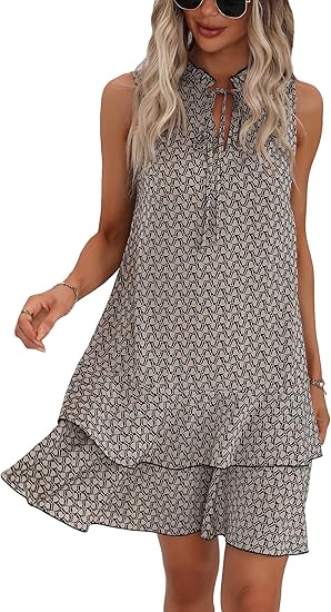 🎉Letzter Tag der Aktion: 50 % Rabatt💃Damenkleid mit Schleife und geometrischem Muster