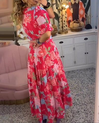💃Gemütliches Maxikleid mit V-Ausschnitt und Taschen