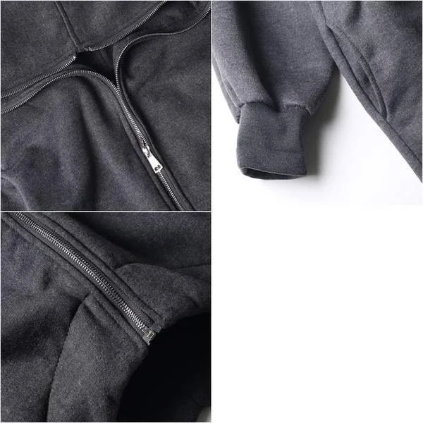 BLACKRISS™ Unisex langärmeliger navyblauer langer Mantel mit Kapuze