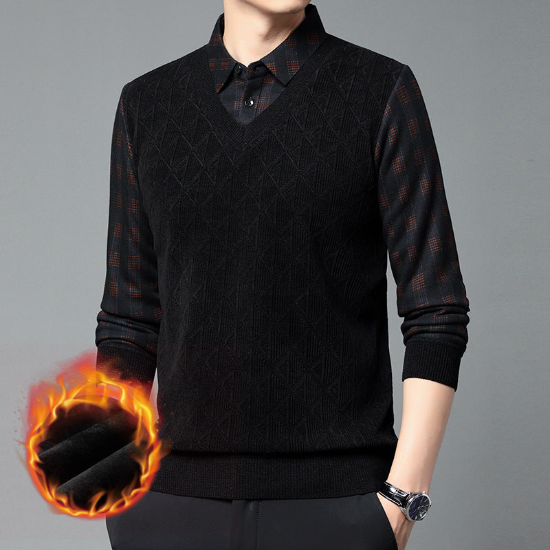 🔥Kauf 2 kostenloser Versand🔥Zweiteiliger Herren-Strickpullover mit falschem Revers