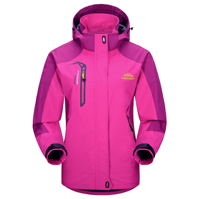 3-in-1 wasserdichter Wintermantel, mit Fleece gefüttert, zweiteiliger Anzug, Ski- und Wanderjacke mit Kapuze