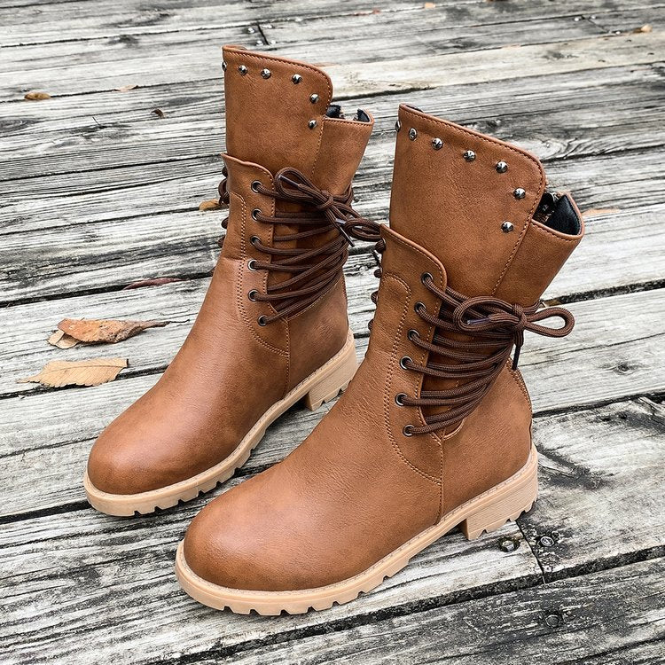 Vintage-Stiefel mit Schnürung an der Seite für Damen