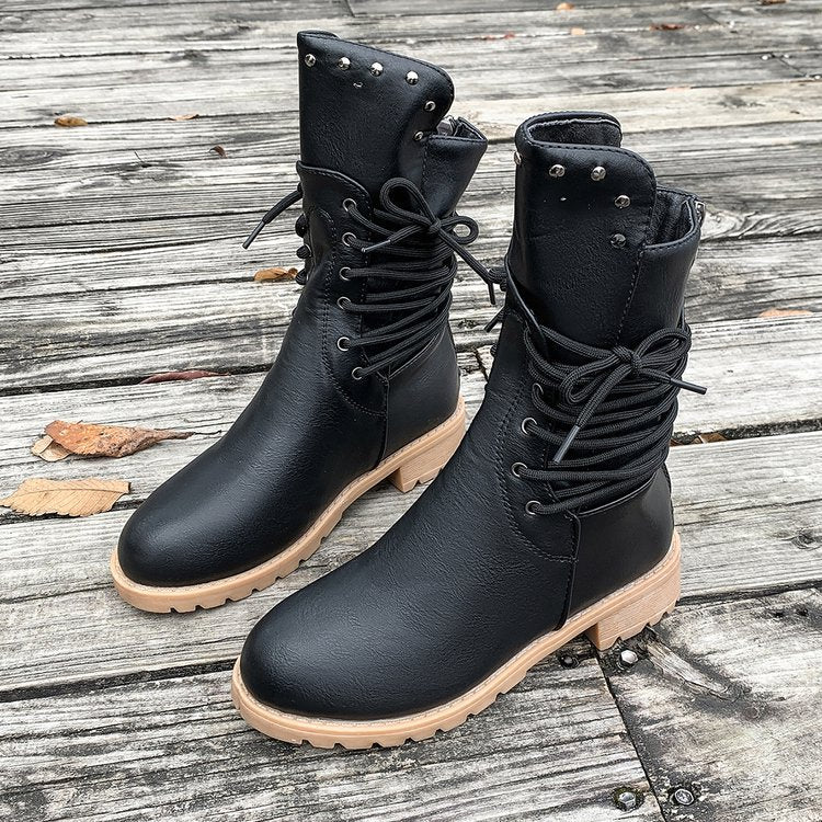 Vintage-Stiefel mit Schnürung an der Seite für Damen