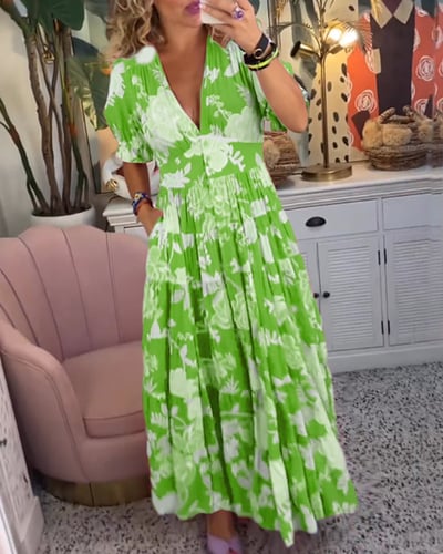 💃Gemütliches Maxikleid mit V-Ausschnitt und Taschen
