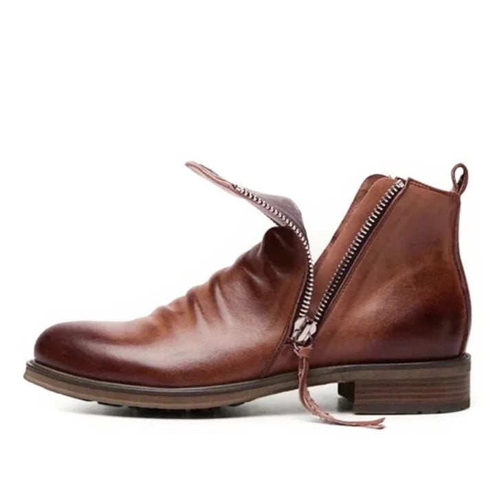 Neu Plissierte Vintage Reißverschluss Chelsea Ritter Stiefel【KOSTENLOSER VERSAND】