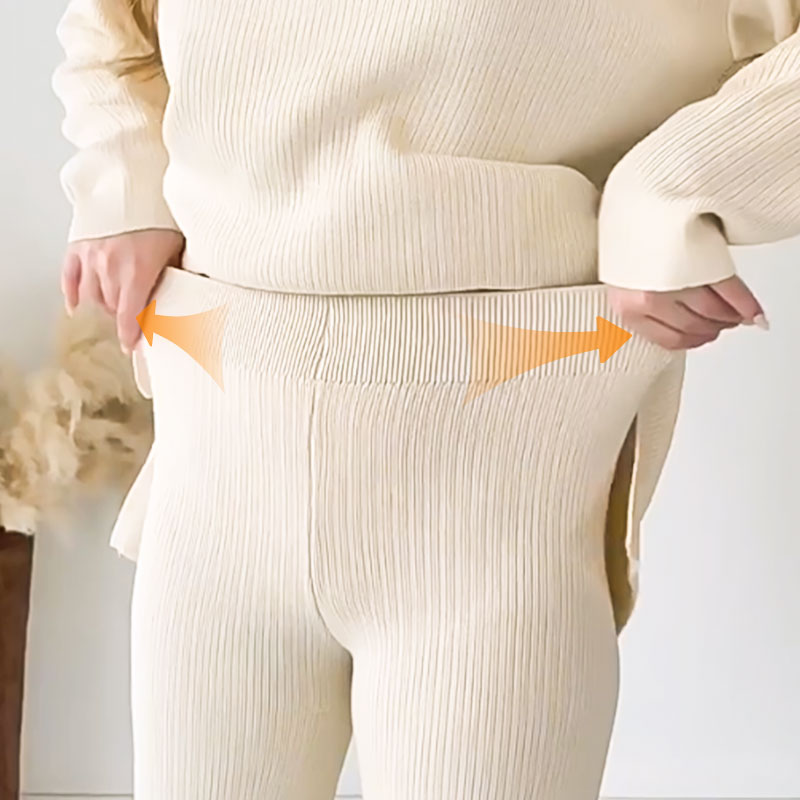 🔥 Hot Sale 49% OFF 🎁V-Ausschnitt Lässiger Schlitz gestricktes zweiteiliges Set