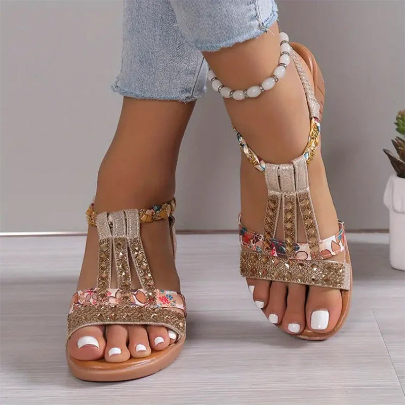 š„ Letzter Tag Promotion 50% OFF - Frauen Neue Sommer Strass Offene Zehe OrthopƤdische Sandalen