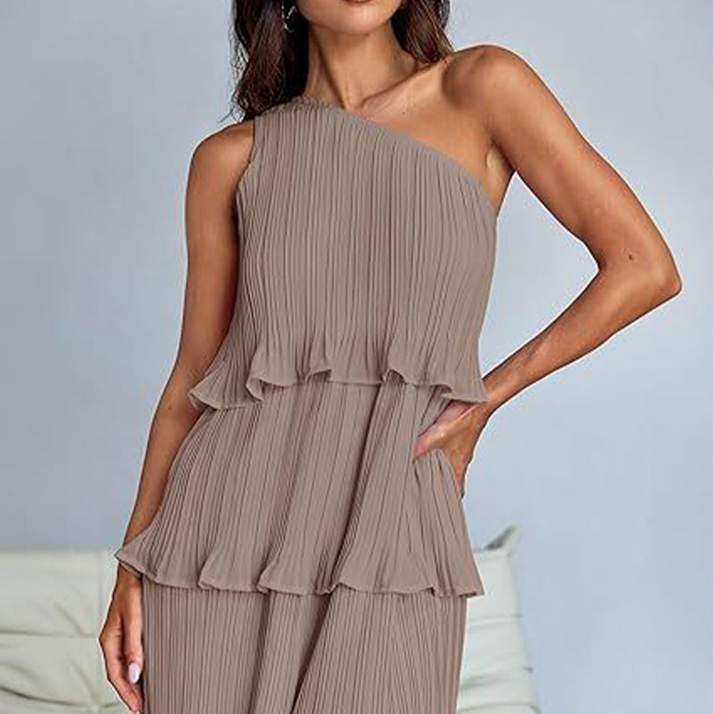👗49% - Rabatt 💥-Damen One Shoulder Ruffle Tiered Layered Flowy A Line Kleid