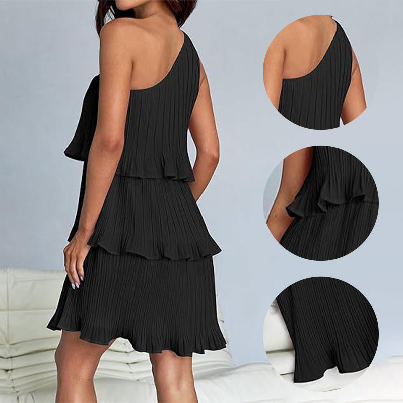 👗49% - Rabatt 💥-Damen One Shoulder Ruffle Tiered Layered Flowy A Line Kleid