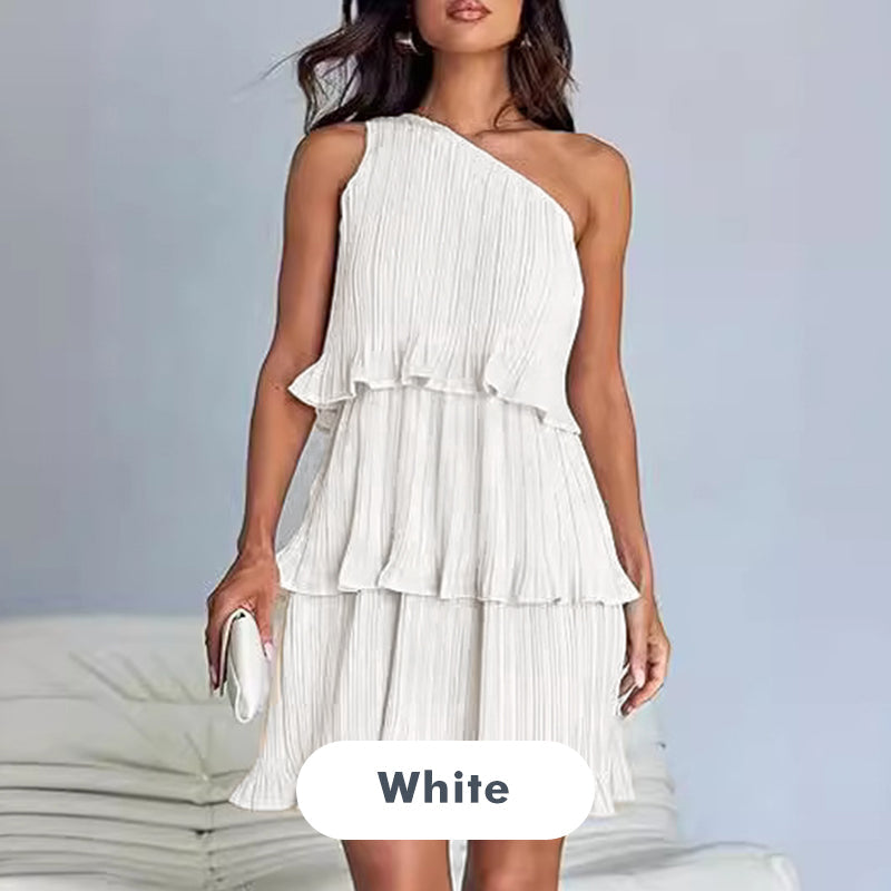 👗49% - Rabatt 💥-Damen One Shoulder Ruffle Tiered Layered Flowy A Line Kleid