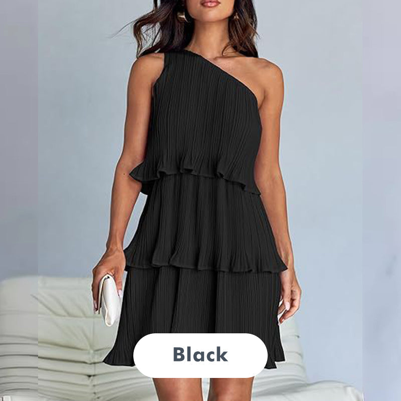 👗49% - Rabatt 💥-Damen One Shoulder Ruffle Tiered Layered Flowy A Line Kleid