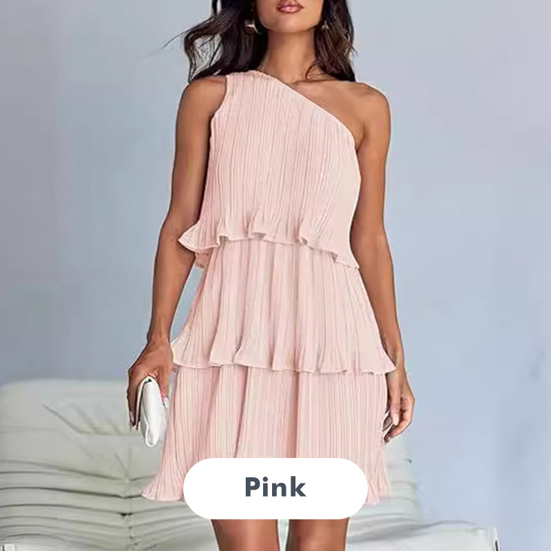 👗49% - Rabatt 💥-Damen One Shoulder Ruffle Tiered Layered Flowy A Line Kleid