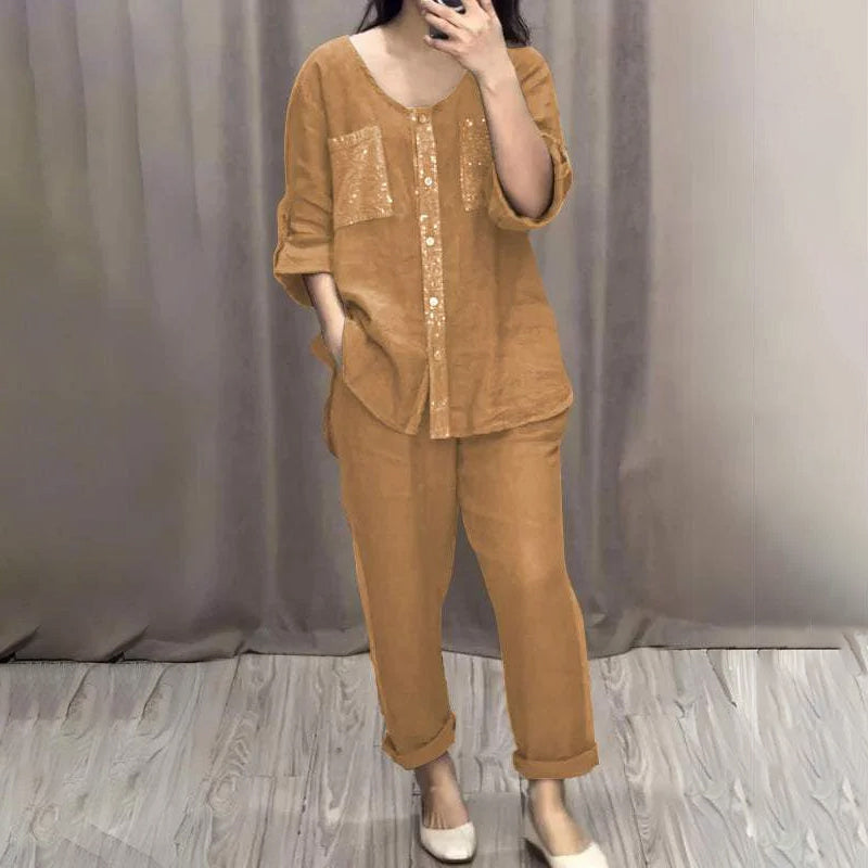 🔥✈️Aktion zum Muttertag - Kostenloser Versand🔥✈️Loose Fit Freizeit 2-Teiliges Set für Damen