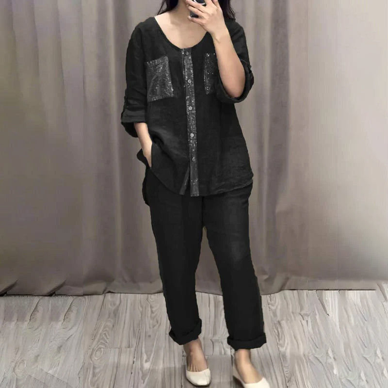🔥✈️Aktion zum Muttertag - Kostenloser Versand🔥✈️Loose Fit Freizeit 2-Teiliges Set für Damen