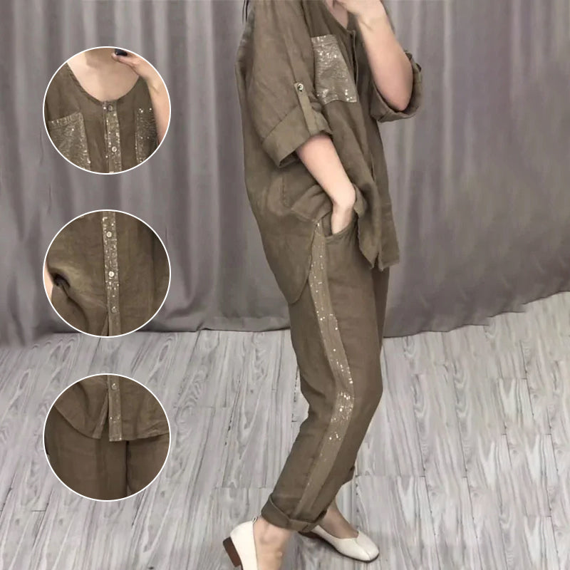 🔥✈️Aktion zum Muttertag - Kostenloser Versand🔥✈️Loose Fit Freizeit 2-Teiliges Set für Damen