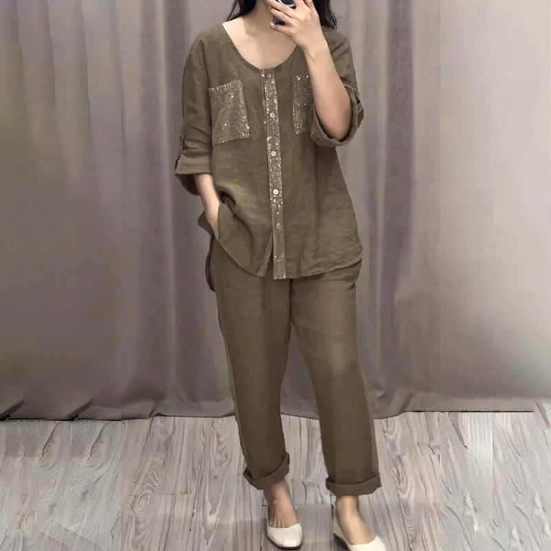 🔥✈️Aktion zum Muttertag - Kostenloser Versand🔥✈️Loose Fit Freizeit 2-Teiliges Set für Damen