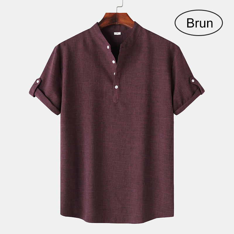 💥Neuer Verkauf - 49% Rabatt💥Hochwertiges Slim Fit Stehkragen Kurzarm Herrenhemd