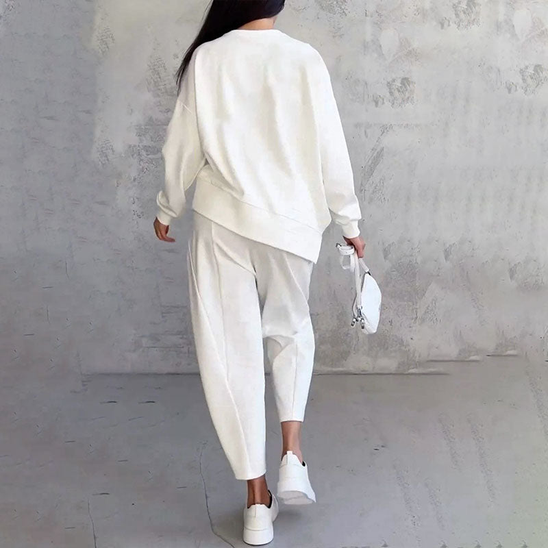 60%Rabatte🔥Mode, Freizeit ✨Langarm mit rundem Hals & Hose 2-teiliger Set