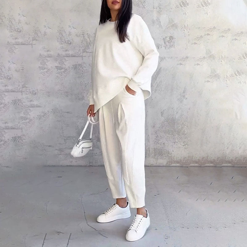 60%Rabatte🔥Mode, Freizeit ✨Langarm mit rundem Hals & Hose 2-teiliger Set
