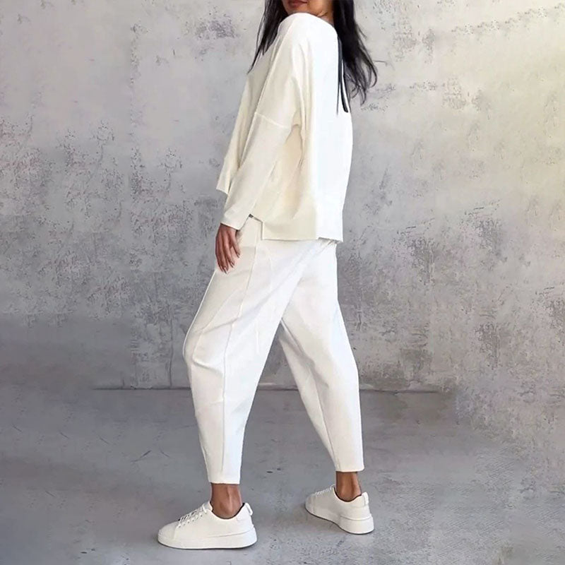 60%Rabatte🔥Mode, Freizeit ✨Langarm mit rundem Hals & Hose 2-teiliger Set