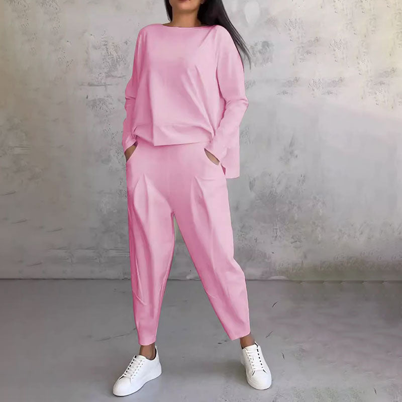 60%Rabatte🔥Mode, Freizeit ✨Langarm mit rundem Hals & Hose 2-teiliger Set