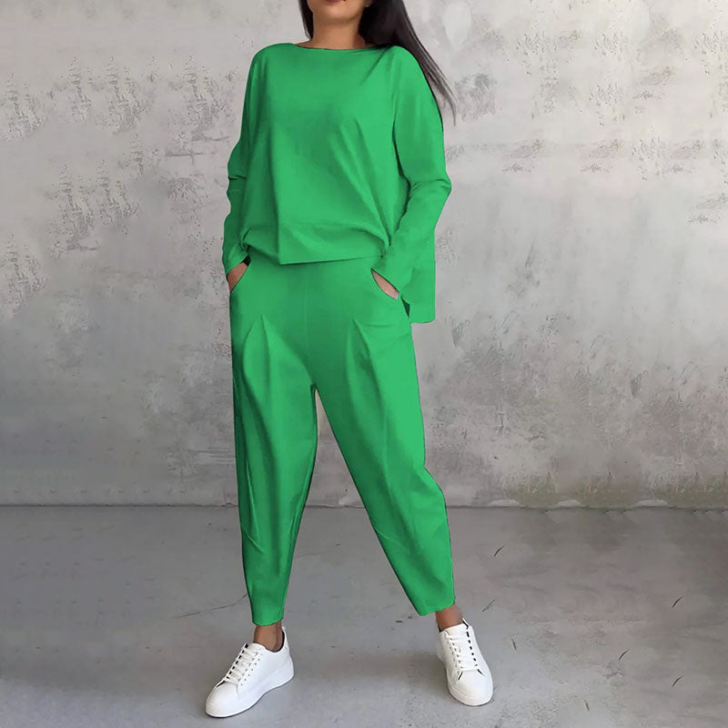 60%Rabatte🔥Mode, Freizeit ✨Langarm mit rundem Hals & Hose 2-teiliger Set