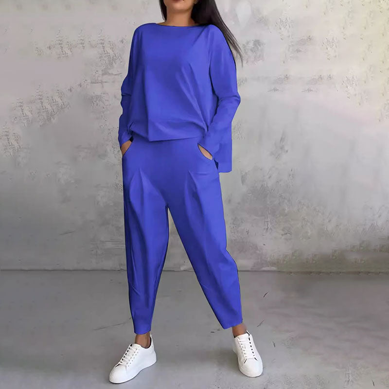 60%Rabatte🔥Mode, Freizeit ✨Langarm mit rundem Hals & Hose 2-teiliger Set