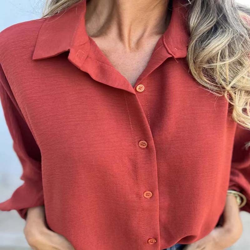 42% RABATT 💕Elegantes einfarbiges Button-Up-Hemd für Damen