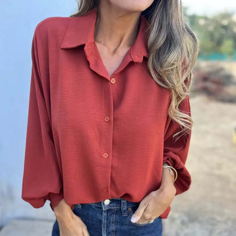 42% RABATT 💕Elegantes einfarbiges Button-Up-Hemd für Damen
