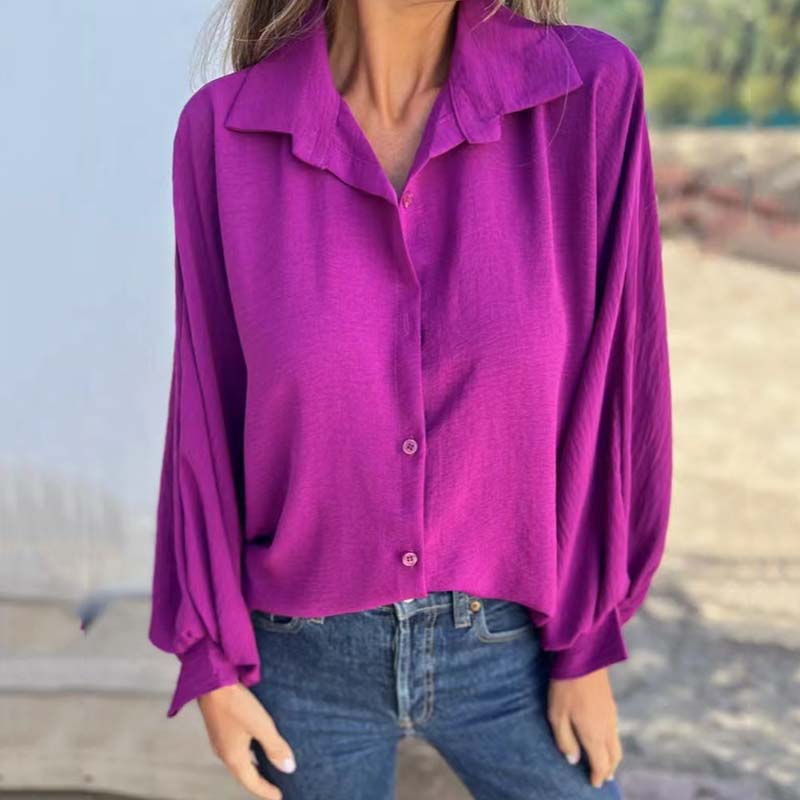 42% RABATT 💕Elegantes einfarbiges Button-Up-Hemd für Damen