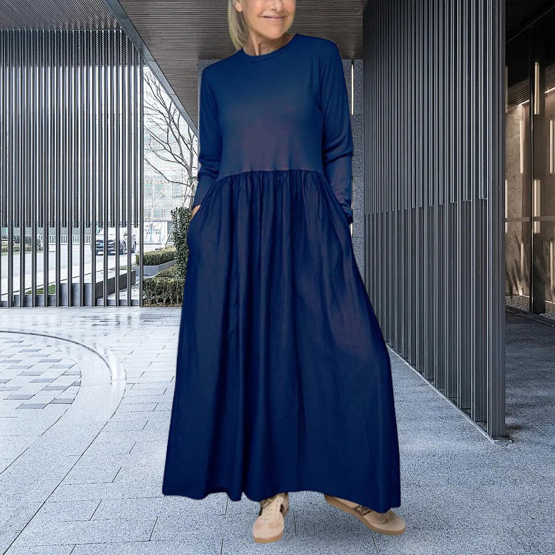 Fließendes Midi-Strickkleid mit langen Ärmeln