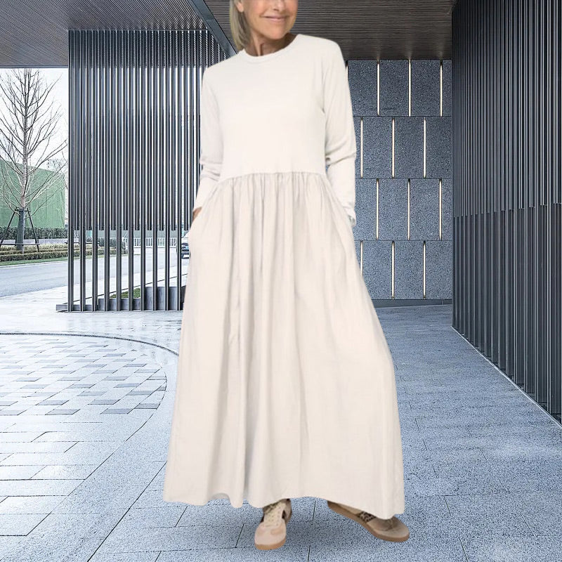 Fließendes Midi-Strickkleid mit langen Ärmeln