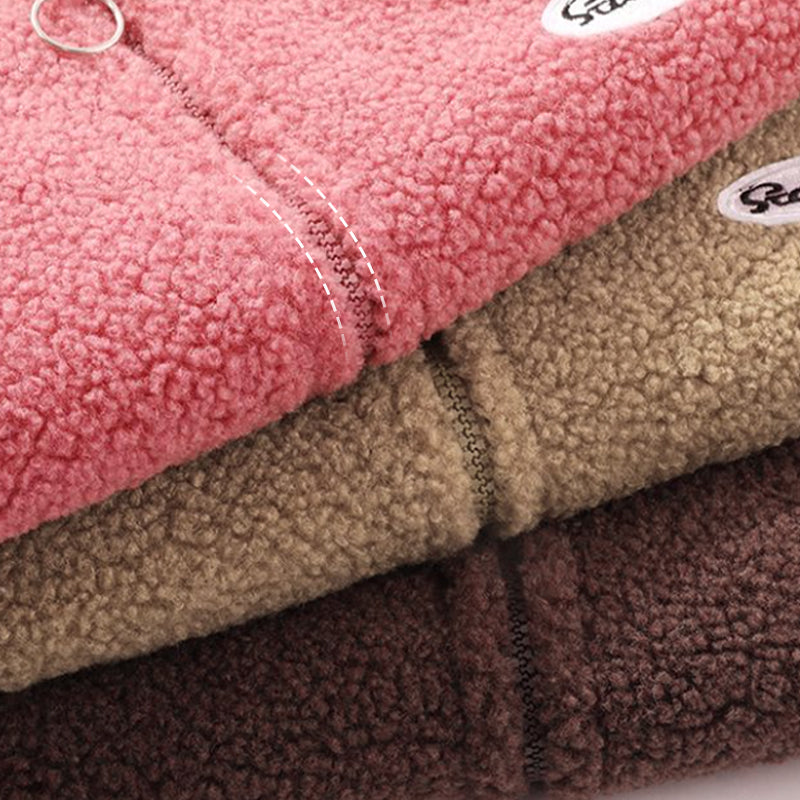 Kuschelige Fuzzy-Jacke in Übergröße mit Reißverschluss und Stehkragen für Damen