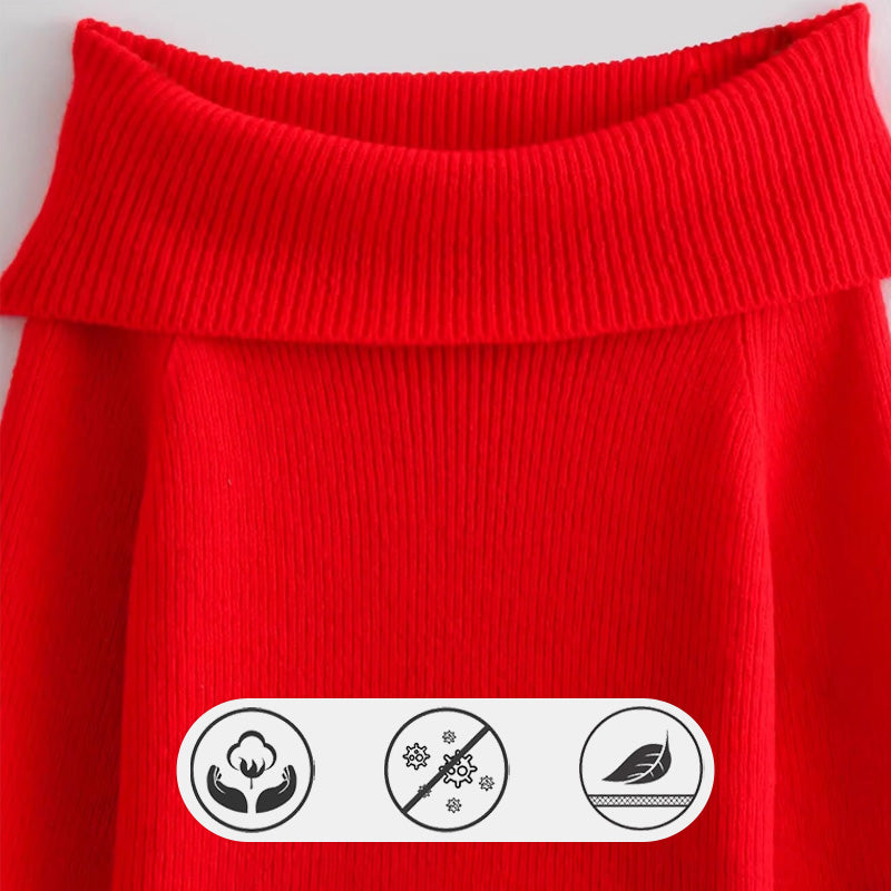 Lässiger Pullover mit langen Ärmeln und freien Schultern für Frauen