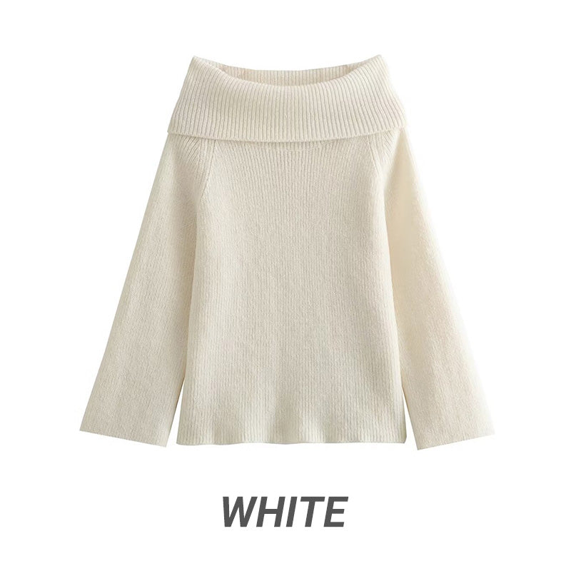 Lässiger Pullover mit langen Ärmeln und freien Schultern für Frauen